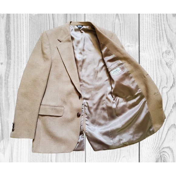 Bill Blass Mens Camel Hair Inner Pockets Single Breasted Men's L Blazer Jacket - Picture 9 of 11